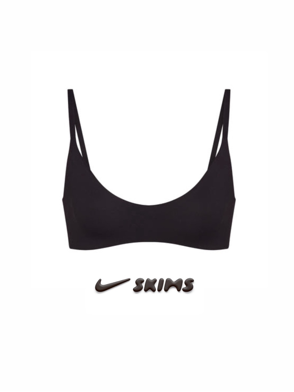 NikeSkims Matte Micro Scoop Bra, Obsidian (black), Size Small
